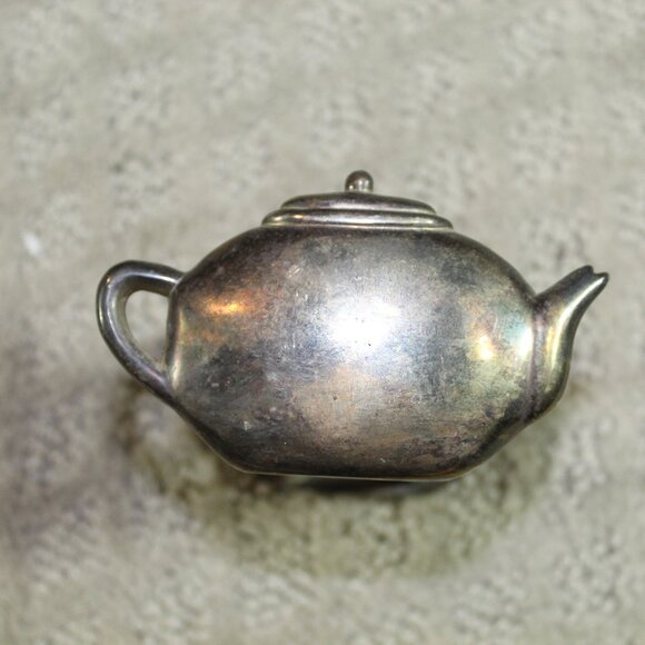 Vintage Silver Plated Teapot Tea Kettle Tea Bag or Sweetener Holder - Picture 2 of 5